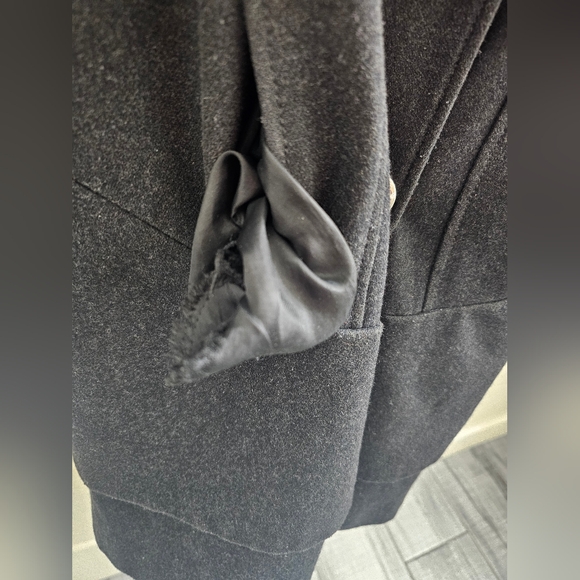Guess charcoal color wool blend ruffled pea coat. - Picture 3 of 13